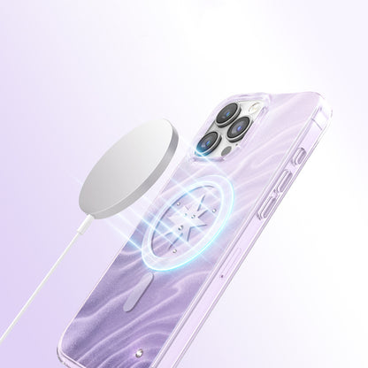 iPhone 16 Pro Max Kılıf M-Safe Şarj Özellikli Orijinal Swarovski Taşlı Zore Paris Rovix Sert PC Kılıf