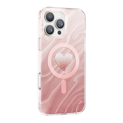 iPhone 16 Pro Max Kılıf M-Safe Şarj Özellikli Orijinal Swarovski Taşlı Zore Paris Rovix Sert PC Kılıf