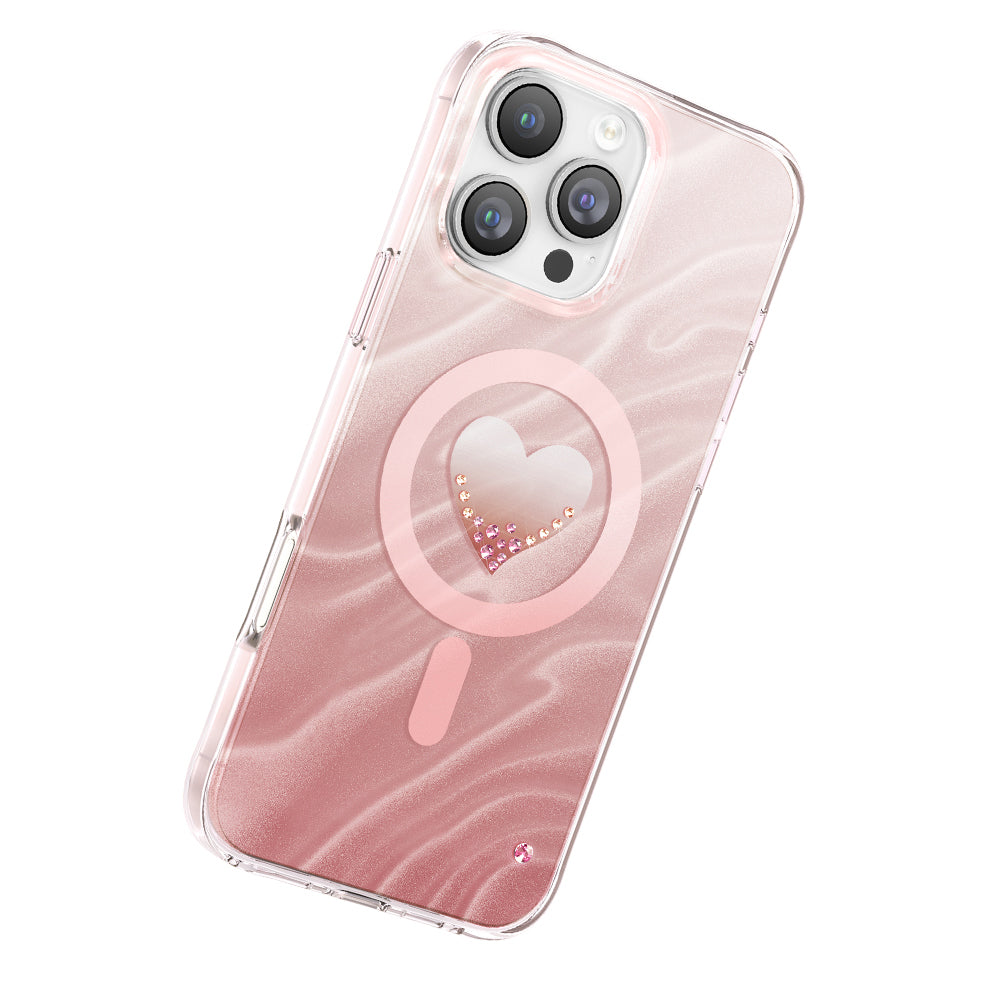 iPhone 16 Pro Max Kılıf M-Safe Şarj Özellikli Orijinal Swarovski Taşlı Zore Paris Rovix Sert PC Kılıf