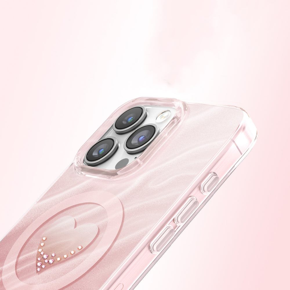 iPhone 16 Pro Max Kılıf M-Safe Şarj Özellikli Orijinal Swarovski Taşlı Zore Paris Rovix Sert PC Kılıf