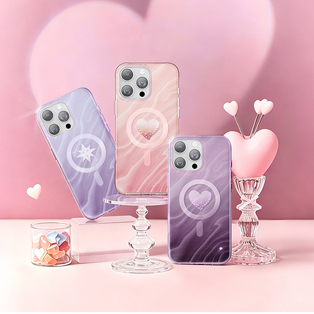iPhone 16 Pro Max Kılıf M-Safe Şarj Özellikli Orijinal Swarovski Taşlı Zore Paris Rovix Sert PC Kılıf