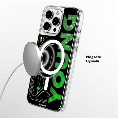 iPhone 16 Pro Max Kılıf M-safe Şarj Özellikli Airbagli Çift Katmanlı Youngkit Future Streamer Serisi Kılıf