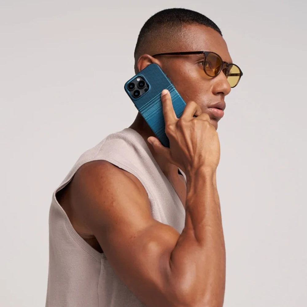 iPhone 16 Pro Max Kılıf M-safe Şarj Özellikli Aramid Fiber Pitaka Military-Grade Sunset-Moonrise Serisi Moonrise Kılıf