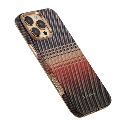 iPhone 16 Pro Max Kılıf M-safe Şarj Özellikli Aramid Fiber Pitaka Military-Grade Sunset-Moonrise Serisi Sunset Kılıf