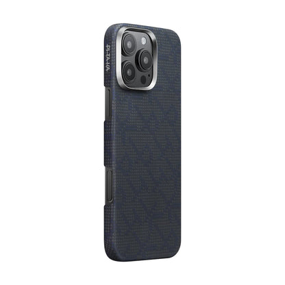 iPhone 16 Pro Max Kılıf M-safe Şarj Özellikli Aramid Fiber Pitaka Tactile Woven Monogram Serisi Kılıf