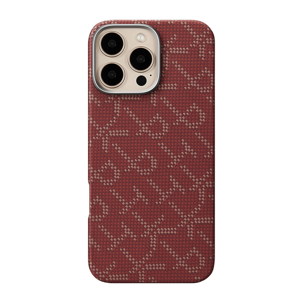 iPhone 16 Pro Max Kılıf M-safe Şarj Özellikli Aramid Fiber Pitaka Tactile Woven Monogram Serisi Kılıf