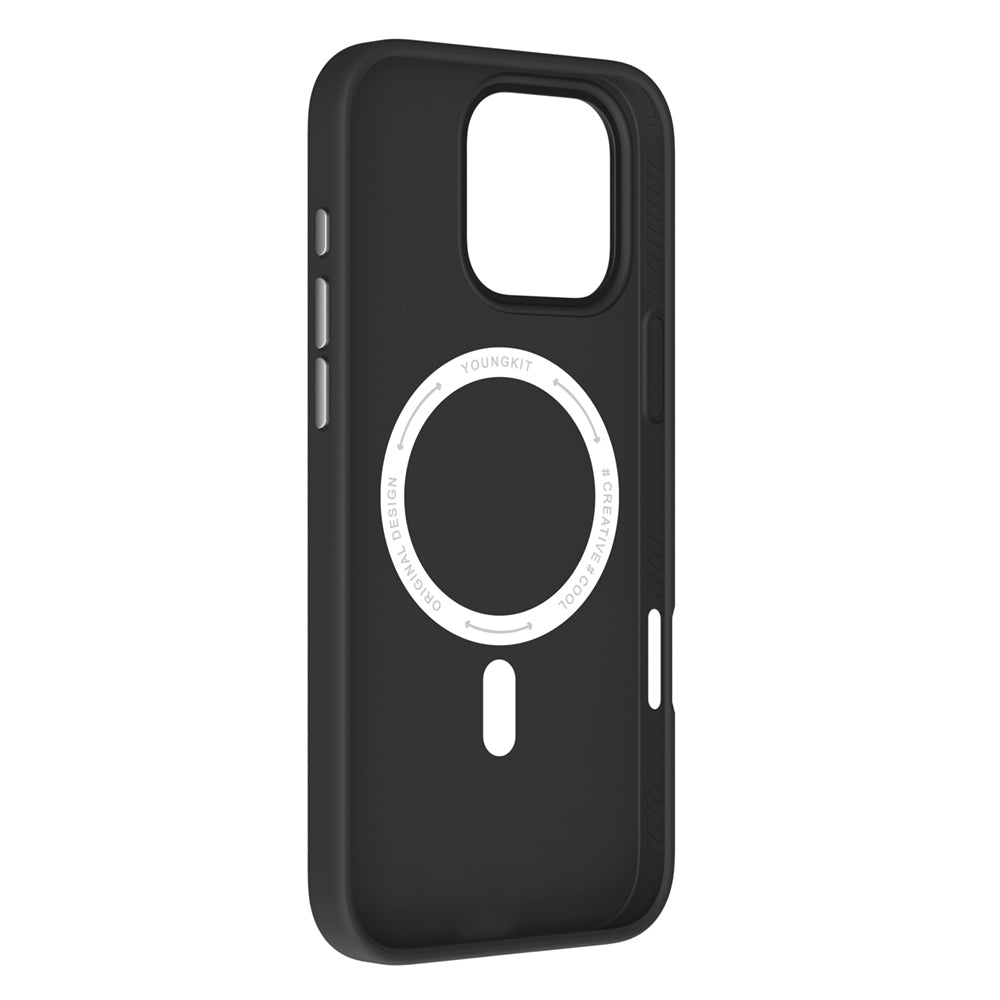 iPhone 16 Pro Max Kılıf M-safe Şarj Özellikli Basit Mat Deri Desenli Youngkit Tech Fashion Serisi Kılıf