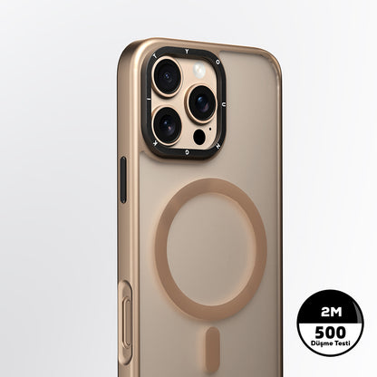 iPhone 16 Pro Max Kılıf M-safe Şarj Özellikli Cam Arka Yüzey TPU Youngkit Gemstone Serisi Kılıf