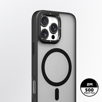 iPhone 16 Pro Max Kılıf M-safe Şarj Özellikli Cam Arka Yüzey TPU Youngkit Gemstone Serisi Kılıf