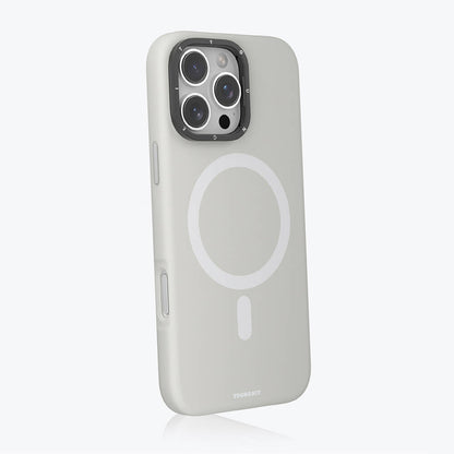 iPhone 16 Pro Max Kılıf M-safe Şarj Özellikli Kamera Standlı Youngkit Bitty Cream Kılıf
