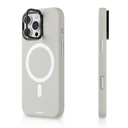 iPhone 16 Pro Max Kılıf M-safe Şarj Özellikli Kamera Standlı Youngkit Bitty Cream Kılıf