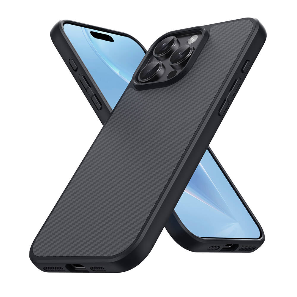 iPhone 16 Pro Max Kılıf M-safe Şarj Özellikli Karbon Fiber Tasarımlı Zore Elnino Kılıf