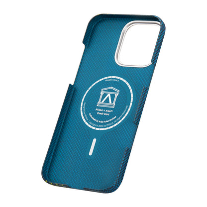 iPhone 16 Pro Max Kılıf M-safe Şarj Özellikli Lumintex Teknolojili Fosforlu Aramid Fiber Pitaka Tactile Woven Aries Serisi Credit Card Kılıf