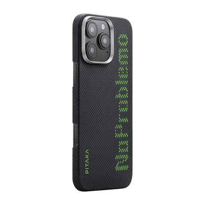 iPhone 16 Pro Max Kılıf M-safe Şarj Özellikli Lumintex Teknolojili Fosforlu Aramid Fiber Pitaka Tactile Woven Aries Serisi NoProblemo Kılıf