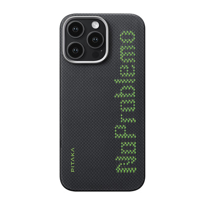 iPhone 16 Pro Max Kılıf M-safe Şarj Özellikli Lumintex Teknolojili Fosforlu Aramid Karbon Fiber Pitaka Tactile Woven Aries Serisi NoProblemo Kılıf