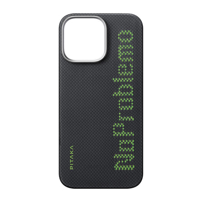 iPhone 16 Pro Max Kılıf M-safe Şarj Özellikli Lumintex Teknolojili Fosforlu Aramid Fiber Pitaka Tactile Woven Aries Serisi NoProblemo Kılıf