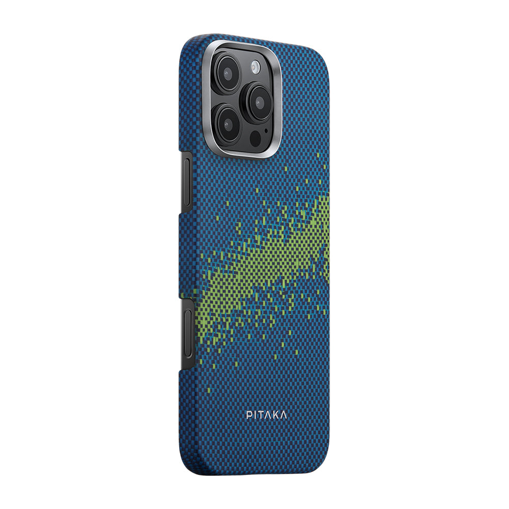iPhone 16 Pro Max Kılıf M-safe Şarj Özellikli Lumintex Teknolojili Fosforlu Özellikli Aramid Fiber Pitaka Tactile Woven Starpeak Serisi Milky Way Galaxy Kılıf