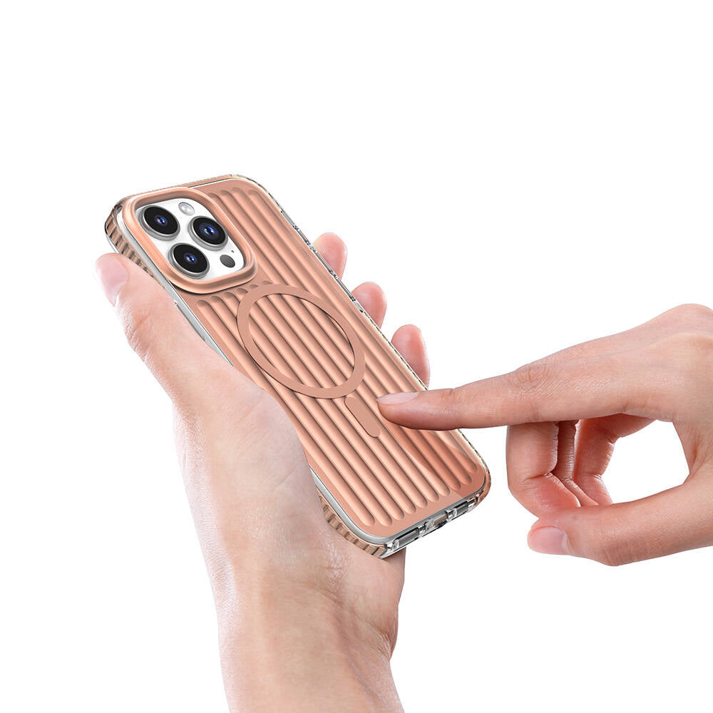 iPhone 16 Pro Max Kılıf M-safe Şarj Özellikli Oyuklu Tasarım Mutural Bumpy Clear Kılıf