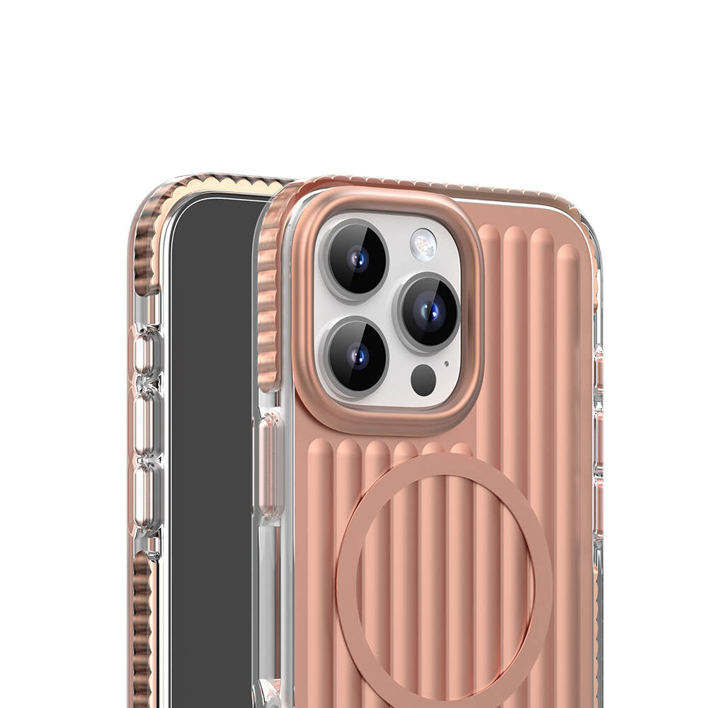 iPhone 16 Pro Max Kılıf M-safe Şarj Özellikli Oyuklu Tasarım Mutural Bumpy Clear Kılıf