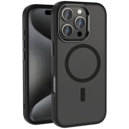 iPhone 16 Pro Max Kılıf M-safe Şarj Özellikli Parlak Kamera Çerçeveli Zore Kost Kılıf