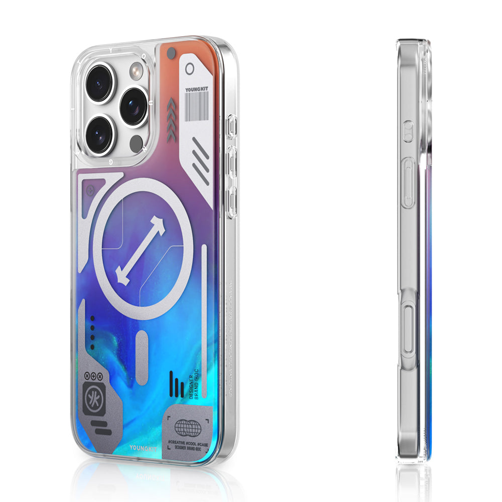 iPhone 16 Pro Max Kılıf M-safe Şarj Özellikli Parlak Kumlu Sıvılı Tasarımlı Galaxy Fantasy Serisi Kılıf
