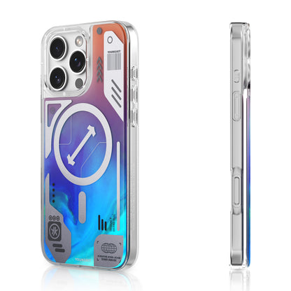 iPhone 16 Pro Max Kılıf M-safe Şarj Özellikli Parlak Kumlu Sıvılı Tasarımlı Galaxy Fantasy Serisi Kılıf