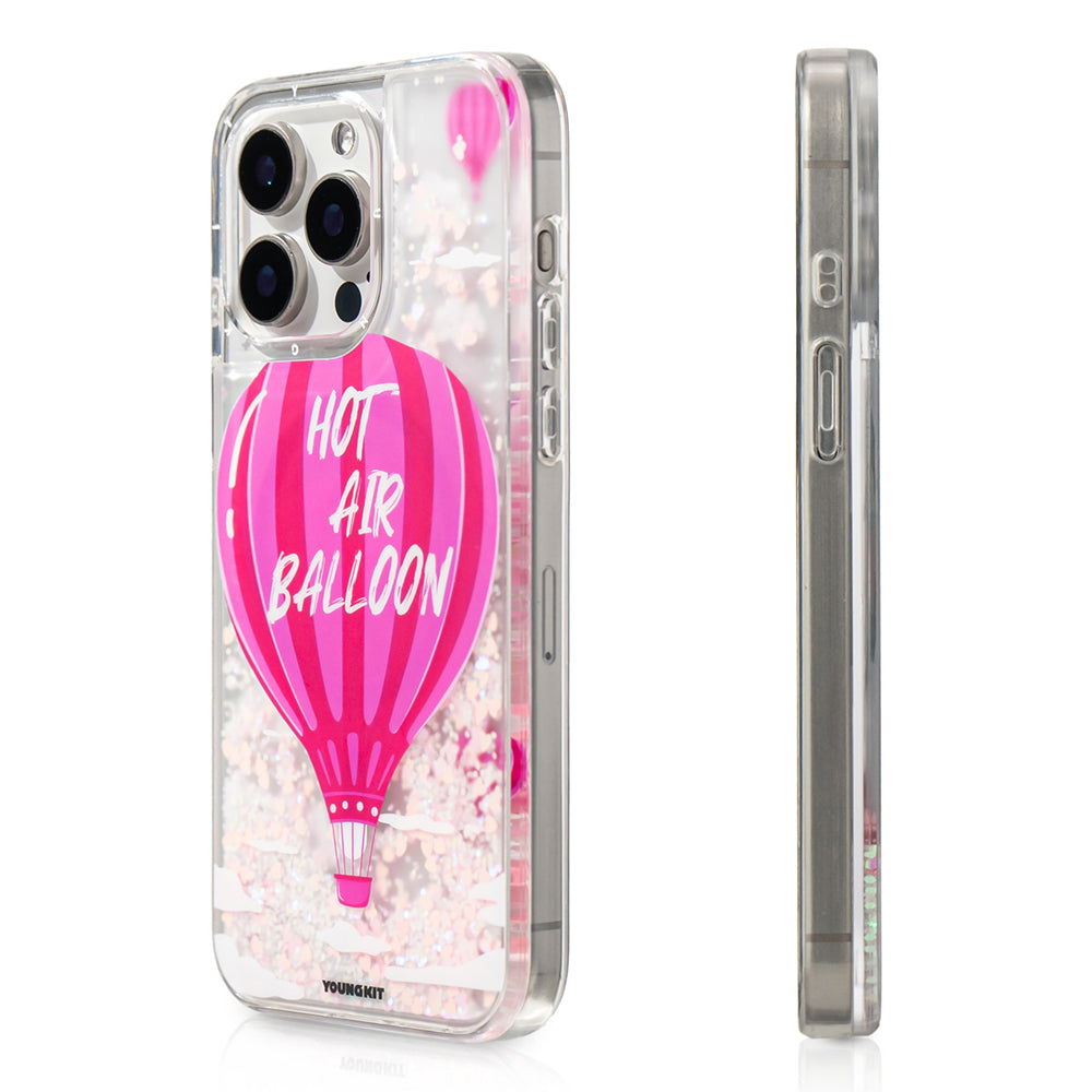 iPhone 16 Pro Max Kılıf M-safe Şarj Özellikli Parlak Kumlu Sıvılı Youngkit Pink Dream Quicksand Serisi Kılıf