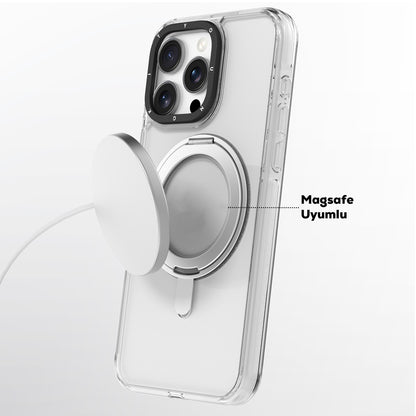 iPhone 16 Pro Max Kılıf M-safe Şarj Özellikli Parmak Ring Standlı Youngkit Pivot Serisi Kılıf