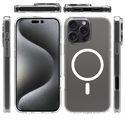 iPhone 16 Pro Max Kılıf M-safe Şarj Özellikli Şeffaf Sert PC Zore Embos Kılıf