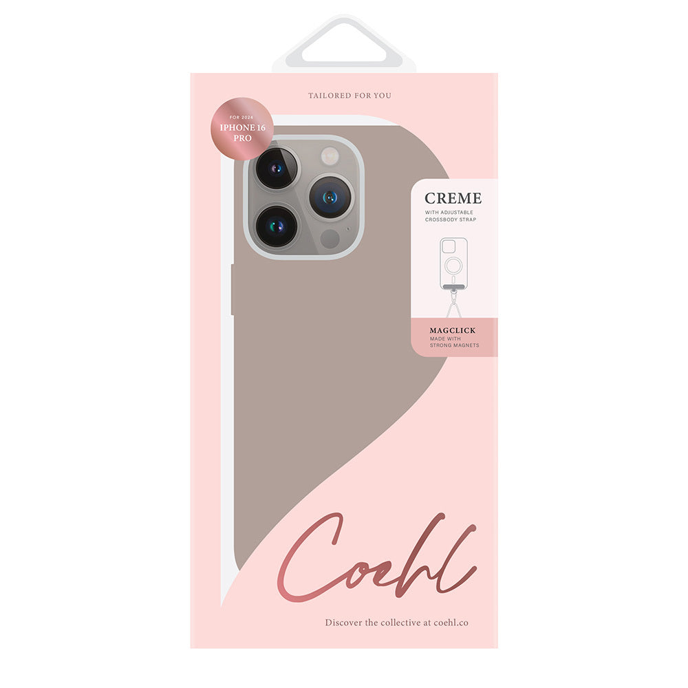 iPhone 16 Pro Max Kılıf M-safe Şarj Özellikli Soft Arka Yüzey Askı İpli Coehl Creme Kılıf