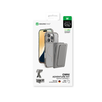 iPhone 16 Pro Max Kılıf M-safe Şarj Özellikli Standlı Set Amazingthing Omni Adventure Serisi Kılıf