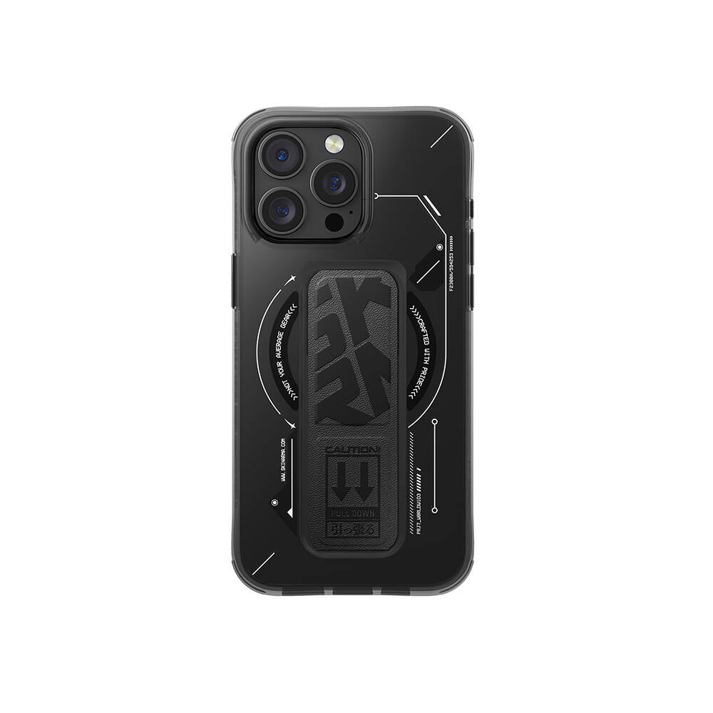 iPhone 16 Pro Max Kılıf M-safe Şarj Özellikli Teknoloji Desenli Standlı Skinarma Helio Kılıf