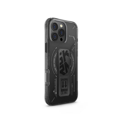 iPhone 16 Pro Max Kılıf M-safe Şarj Özellikli Teknoloji Desenli Standlı Skinarma Helio Kılıf