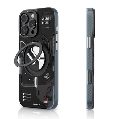 iPhone 16 Pro Max Kılıf M-safe Şarj Özellikli Youngkit 360° Standlı Starship Serisi Kılıf