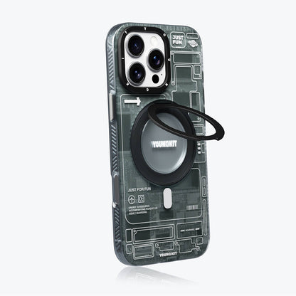 iPhone 16 Pro Max Kılıf M-safe Şarj Özellikli Youngkit 360° Standlı Technology Serisi Kılıf