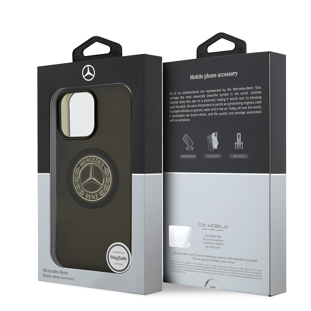 iPhone 16 Pro Max Kılıf Mercedes Benz Orijinal Lisanslı M-safe Şarj Özellikli Buzlu PC Nostaljik Yıldız Dizayn Kılıf