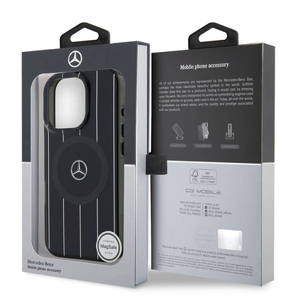 iPhone 16 Pro Max Kılıf Mercedes Benz Orijinal Lisanslı M-safe Şarj Özellikli Çift Katmanlı Paralel Çizgi Desenli Kılıf