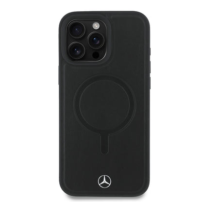 iPhone 16 Pro Max Kılıf Mercedes Benz orijinal Lisanslı M-safe Şarj Özellikli Metal Yıldız Logolu Sade Pürüzsüz Deri Kılıf