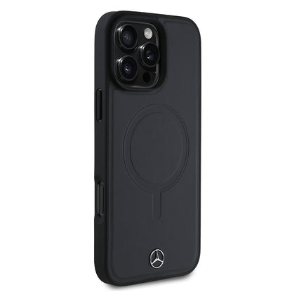 iPhone 16 Pro Max Kılıf Mercedes Benz orijinal Lisanslı M-safe Şarj Özellikli Metal Yıldız Logolu Sade Pürüzsüz Deri Kılıf