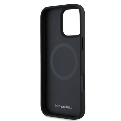 iPhone 16 Pro Max Kılıf Mercedes Benz orijinal Lisanslı M-safe Şarj Özellikli Metal Yıldız Logolu Sade Pürüzsüz Deri Kılıf