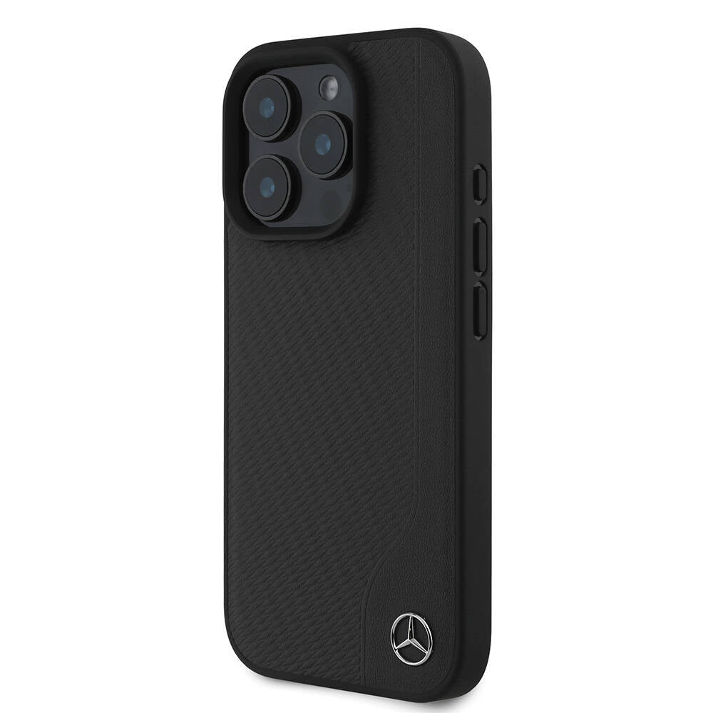 iPhone 16 Pro Max Kılıf Mercedes Benz orijinal Lisanslı M-safe Şarj Özellikli 3D Metal Logolu Wood Imitation Deri Kılıf
