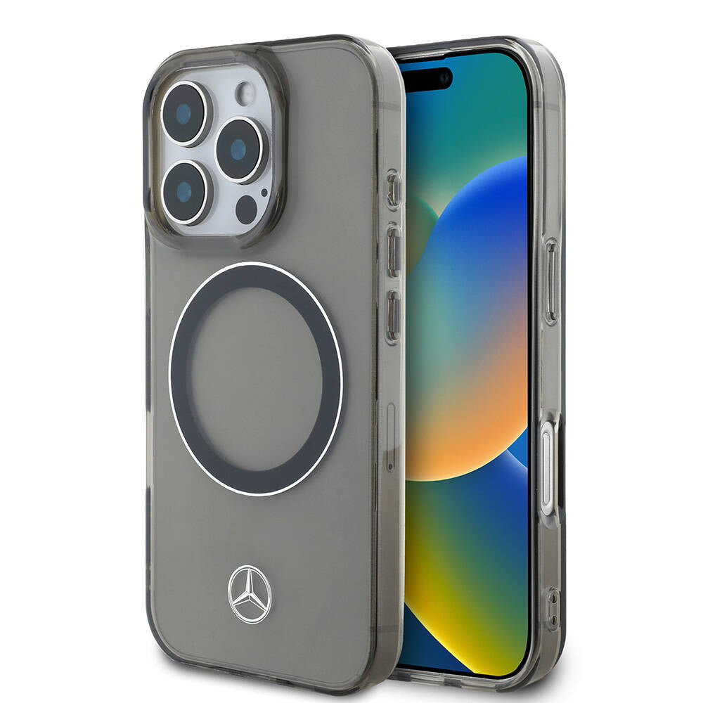 iPhone 16 Pro Max Kılıf Mercedes Benz orijinal Lisanslı M-safe Şarj Özellikli Saydam Yüzey Silver Ring Kılıf