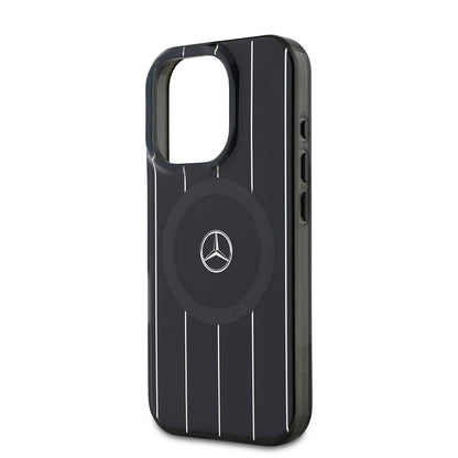 iPhone 16 Pro Max Kılıf Mercedes Benz OrijinalLisanslı M-safe Şarj Özellikli Çift Katmanlı Paralel Çizgi Desenli Kılıf