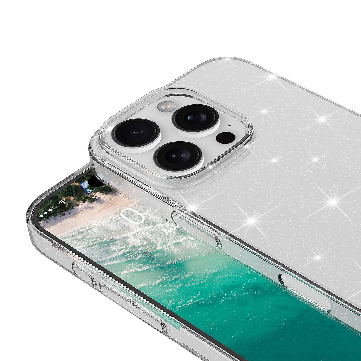 iPhone 16 Pro Max Kılıf Parlayan Simli Şeffaf Zore Redos Kılıf