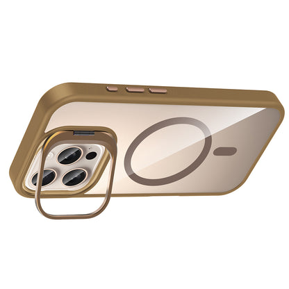 iPhone 16 Pro Max Kılıf Standlı ve Kamera Lens Hediyeli M-Safe Şarj Özellikli Zore Etro Kılıf