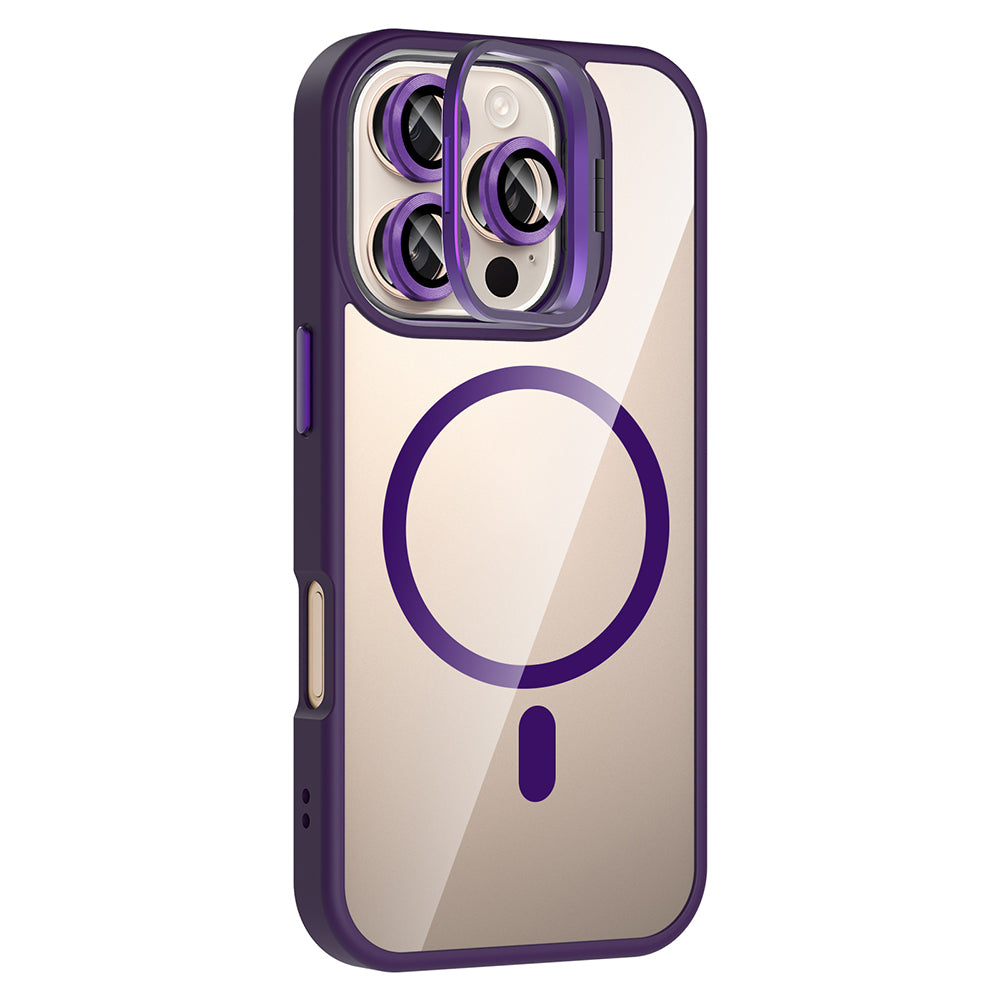 iPhone 16 Pro Max Kılıf Standlı ve Kamera Lens Hediyeli M-Safe Şarj Özellikli Zore Etro Kılıf