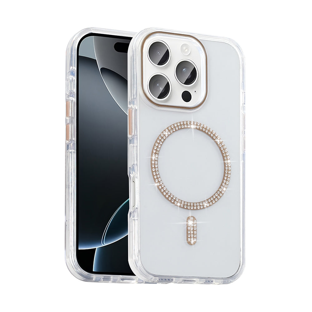 iPhone 16 Pro Max Kılıf Taşlı Tasarım M-safe Şarj Özellikli Zore Koment Silikon Kılıf