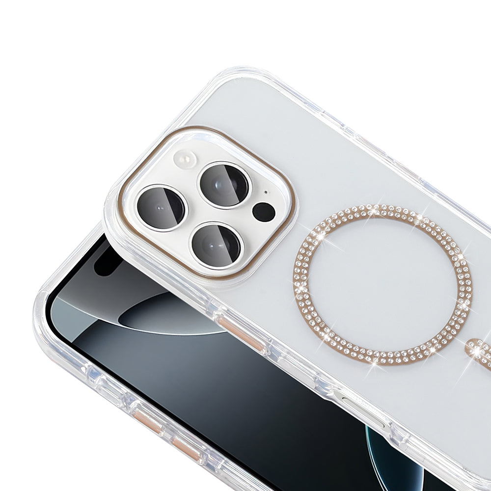 iPhone 16 Pro Max Kılıf Taşlı Tasarım M-safe Şarj Özellikli Zore Koment Silikon Kılıf