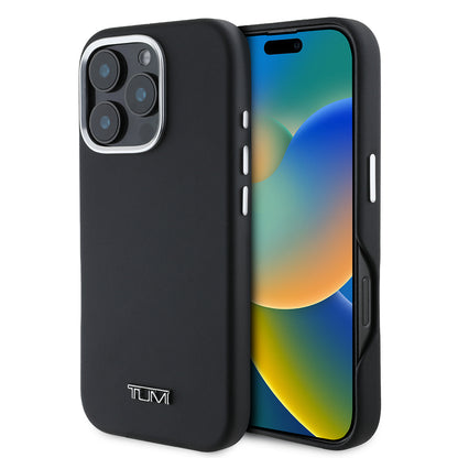 iPhone 16 Pro Max Kılıf TUMI Orijinal Lisanslı M-safe Şarj Özellikli Metal Yazı Logolu PU Deri Kılıf