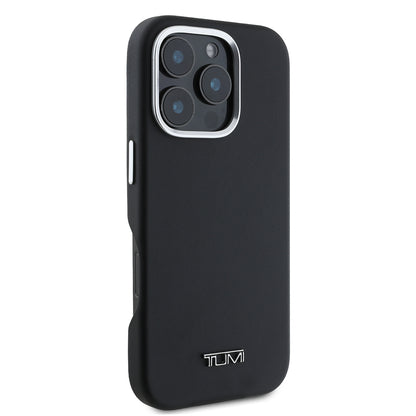 iPhone 16 Pro Max Kılıf TUMI Orijinal Lisanslı M-safe Şarj Özellikli Metal Yazı Logolu PU Deri Kılıf